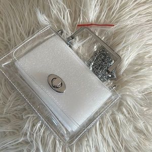 Clear small purse silver handle & strap